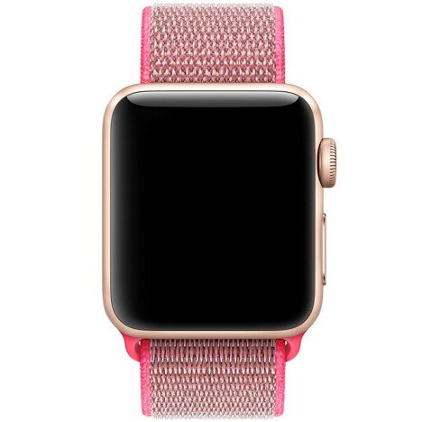 Curea iUni compatibila cu Apple Watch 1/2/3/4/5/6/7, 44mm, Nylon Sport, Woven Strap, Electric Pink