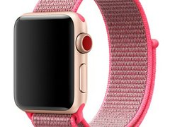 Curea iUni compatibila cu Apple Watch 1/2/3/4/5/6/7, 44mm, Nylon Sport, Woven Strap, Electric Pink